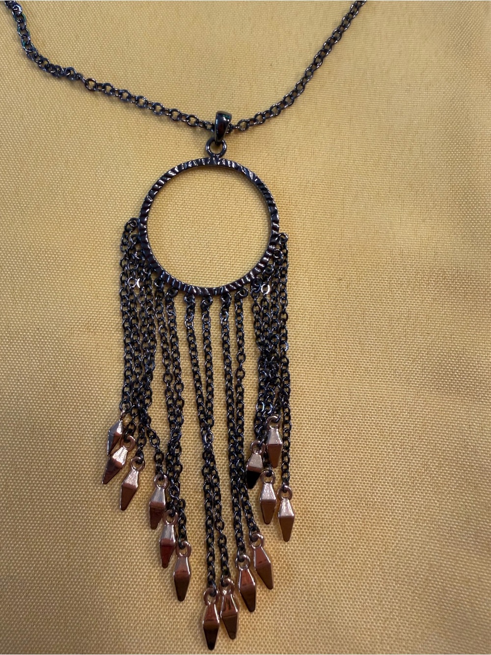 Park Lane Gunmetal & Rose Gold Fringe Necklace